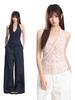 Korean floral neck sling female Spice Girl slim V-neck versatile 1111 summer seaside sleeveless short top vest
