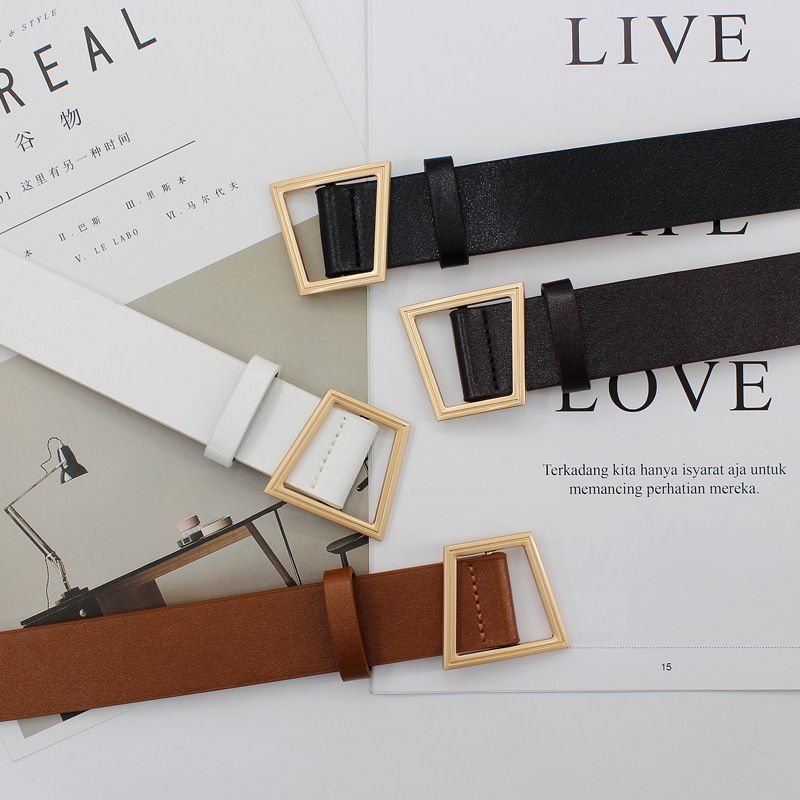 Trendy Pu Waist Belt For Women Featuring A Unique Rectangular Buckle For Looks Fashionable