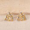 Gold and Silver Stainless Steel Ear Studs with Color Block Design
