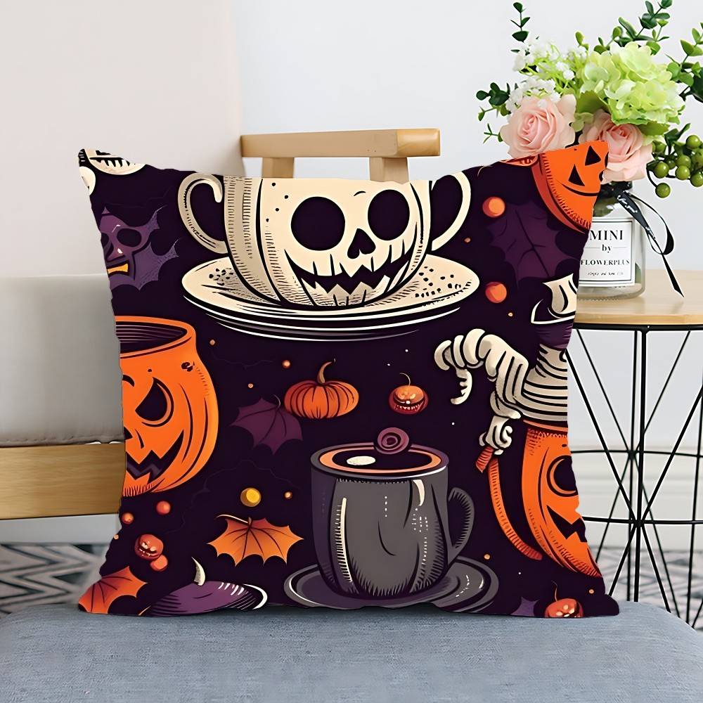 Spooky Halloween Pillow Case Cushion Cover Polyester Pillowcase Decorative Sofa Cushion Pillowcase Home Decor