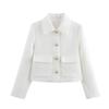 Kaslead New Women clothes Western Style Fashion Simple and Versatile Button Decoration Graceful White Outerwear