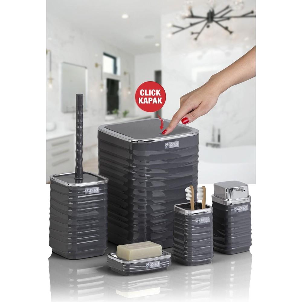 

Квадратный набор для ванной комнаты Luna, антрацит, хром, 5 предметов