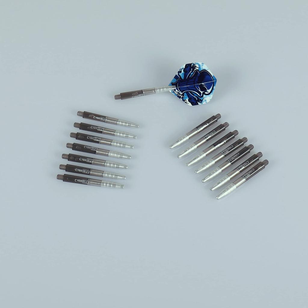 CyeeLife 15 pièces de tiges et corps de fléchettes, pièces en aluminium et en plastique transparent