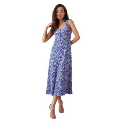 Dorothy Perkins Kadın/Bayan Çiçekli Bağlama Omuzlu Petite Midi Elbise