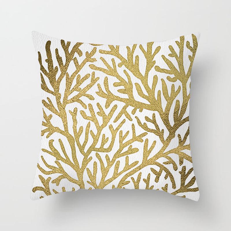 European Style Golden Geometric Print Car Pillow Cover Sofa Cushion Cover Home Furnishings
