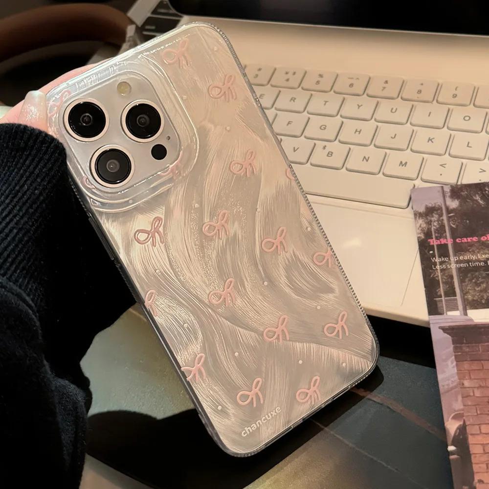 Luxury Bow knot Pattern Phone Case For iPhone 17 16 15 14 13 12 11 Pro Max XS X XR Plus Mini SE 2020 2022