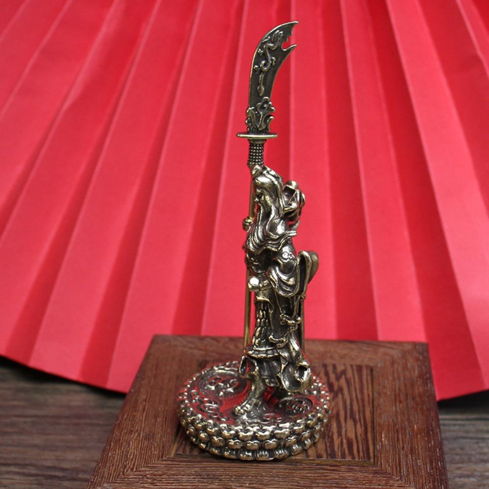 Messing Vertikales Schwert Guan Gong Ornament Kunsthandwerk Wohnzimmer Geschäft Kupfer Gott des Reichtums Guan Gong Statue Gewidmete Statue Tang Teng Bronze