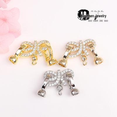 Fecho, Elo e Pingente de Laço em Ouro 14k Preenchido com Conservação de Cor para Colar de Pérolas, para Joias DIY