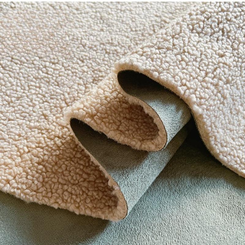 Suede Velvet Composite Lamb Wool Fabric Winter Thickening Warm for Diy Sewing Clothing  Wholesale Cloth