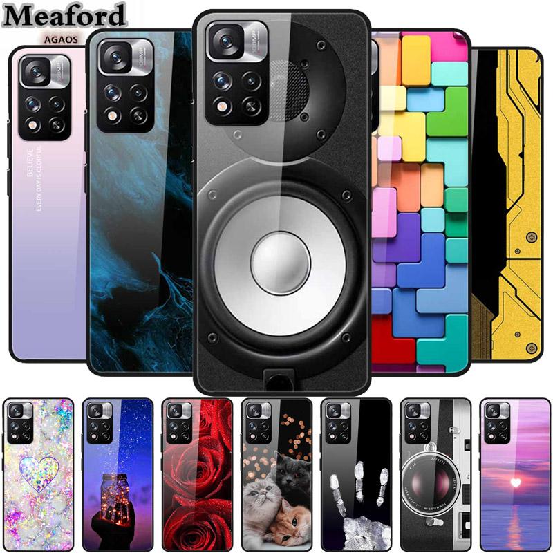 Tempered Glass Case For Xiaomi Redmi Note 11 Pro+ 5G Cover Hard Protective Funda for Redmi Note 11 Pro Plus 5G Luxury 6.67 Inch
