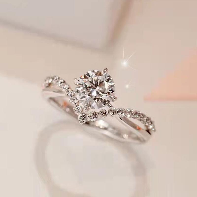 Moissanit Diamantring, Imitationsdiamant Dam Lätt Lyx, Nisch High-End Delikat Ring