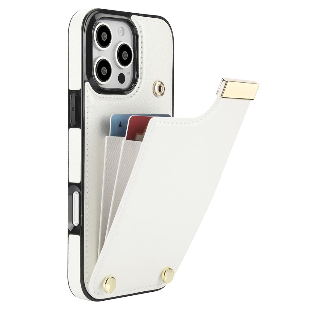 For iPhone 16 Pro Max Case TPU+PU Leather Hardware Decor Phone Cover with Card Holder