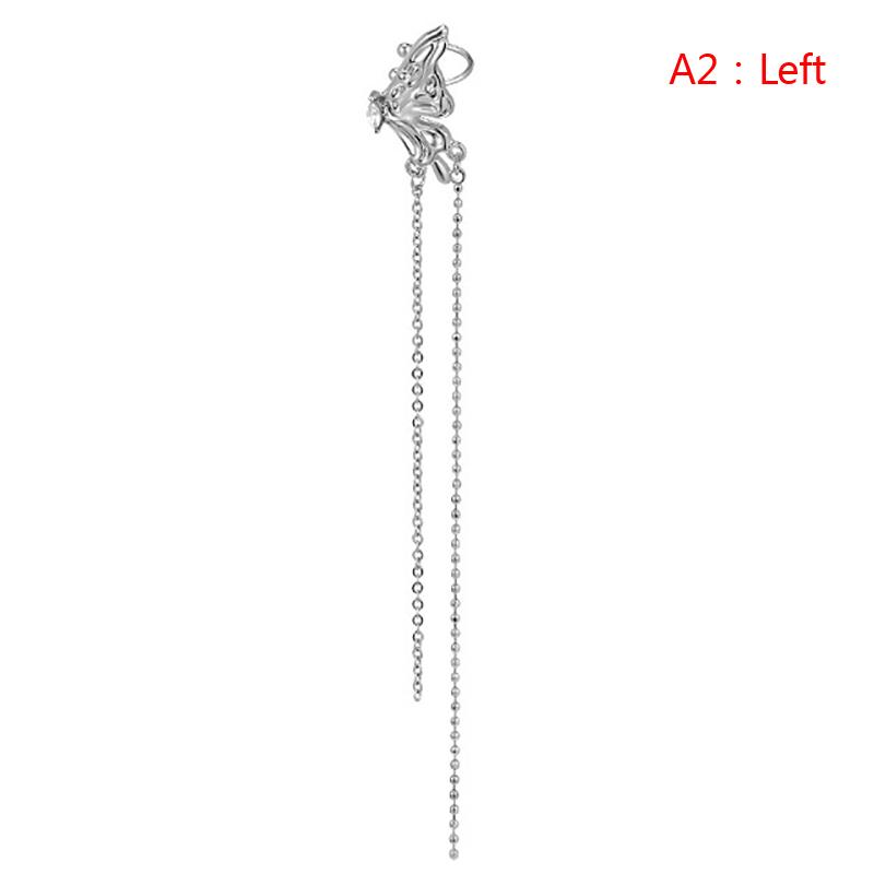 Korean Elegant Elf Butterfly Clip Earrings For Women Girls  Long Tassel No Piercing Ear Cuff Jewelry Gifts