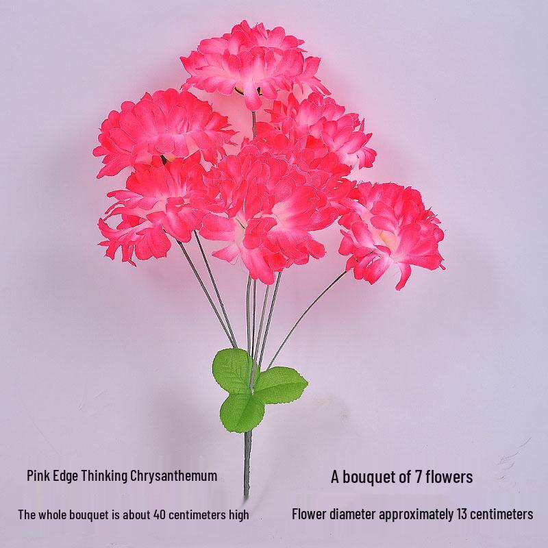 Qingming-Fest Chrysanthemenstrauß: 7-Kopf Seidenblumen Friedhofsgesteck für die Grabpflege
