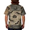 Herren Halloween Print Medizinische Kasack-Oberteil V-Ausschnitt mit Bindeband Taschen Bequeme Passform Tägliche Arbeitskleidung für medizinisches Fachpersonal
