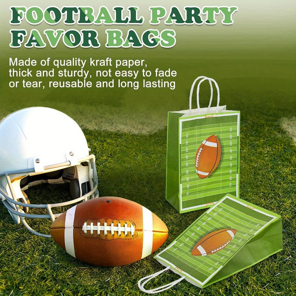 20pcs Football Party Favor Bags, Football Gift Bags,Treat Candy Bags, Sport Party Gift Bags for Sports Theme, Birthday, Party Favor Bag with Handles