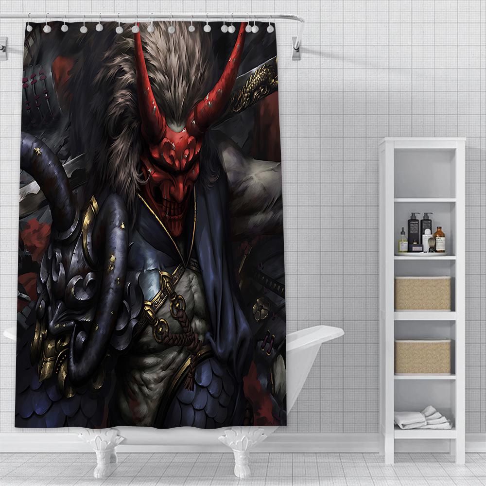 Japanese samurai devil Shower Curtain Waterproof Polyester Fabric Paint Bath Curtains Home Bathroom Decor Curtain With Hook