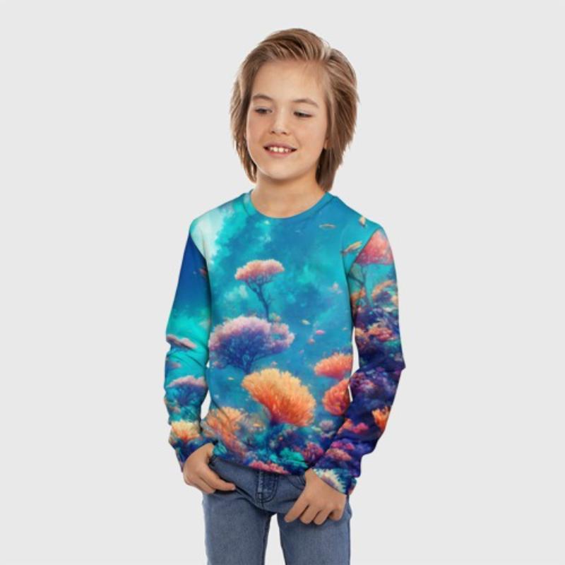 

Children s Butterfly Cloud Tie Dye Printed T-shirt Boys Long Sleeved Fashionable Soft Comfortable Top 170