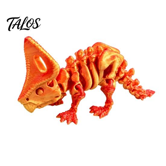 Educational Triceratops Toy 3D Printed Skeleton Model, Movable Joints Dinosaur Articulated Action Figure, Bone Desktop Decoration Collection Model