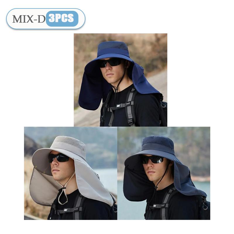 Fishing Hat for Men Summer Outdoor Sun Protection Cap with Neck Flap Wide Brim Fisherman Hat for Hiking Camping Beach