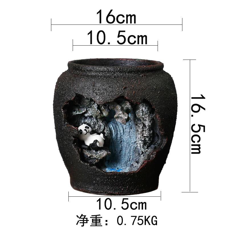 Retro Creative New Chinese Style Succulent Flowerpot Resin Landscape Decoration Desktop Indoor Balcony Potted Plant