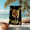 1PC Custom Name Golden Rose Elegance Beach Towel Highly Absorbent And Sand-Resistant Towel for Swimming, Pool, Yoga, And Travel Lightweight