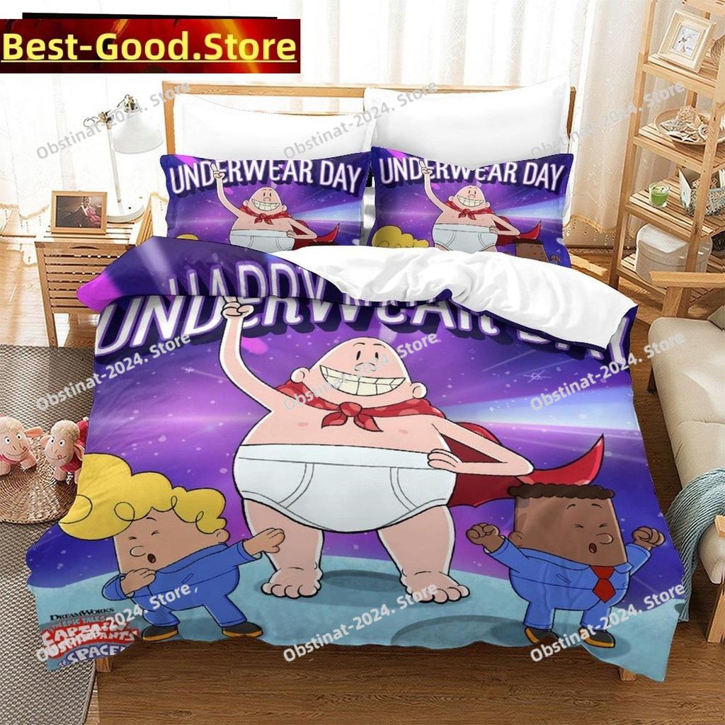 Fashion Cartoon Kawaii Captain Underpants Bedding Set Single Twin Full Queen King Size Bed Set Adult Kid Bedroom Duvetcover Sets