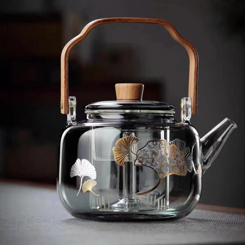 Glass Teapot with Walnut Handle