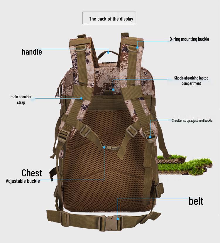 45L Camouflage Tactical Assault Backpack: Multifunctional Outdoor Camping & Hiking Rucksack