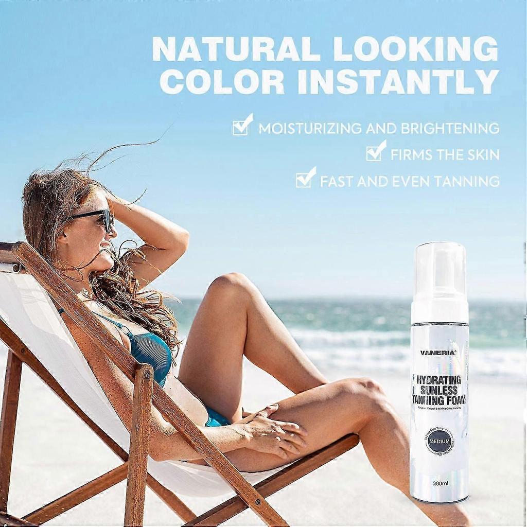 Self-Tanning Foam, Self-Tanning Spray With Glove, Natural Fast Tanning for Face and Body, Self-Tanning for a Rich, Long Lasting Tan, Intense Hydration