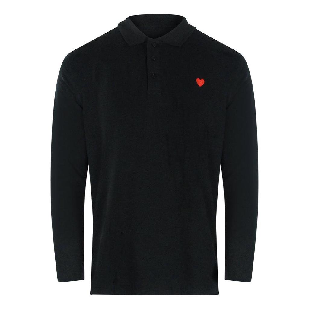 Love Moschino Mens Heart Cotton Long-Sleeved Polo Shirt
