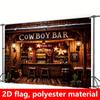 1 Piece  2D Western Cowboy Background Decoration Flag  Western Cowboy Bar Theme Party Decoration Flag