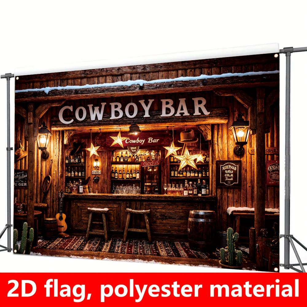 1 Piece 2D Western Cowboy Background Decoration Flag Western Cowboy Bar Theme Party Decoration Flag