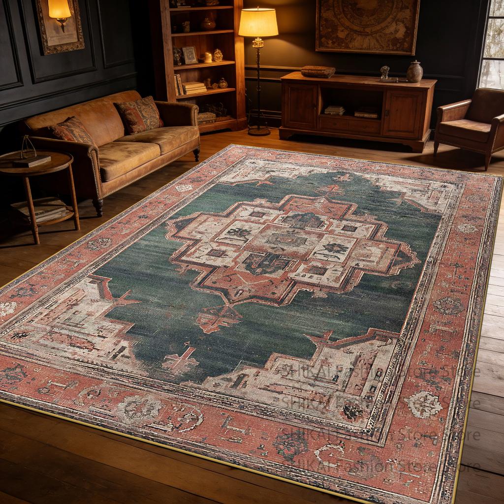 Light Brown Vintage Persian Large Living Room Carpet Decoration Home Easy Clean Soft Rug Easy Cleaning Fluffy Coffee Tables Mats