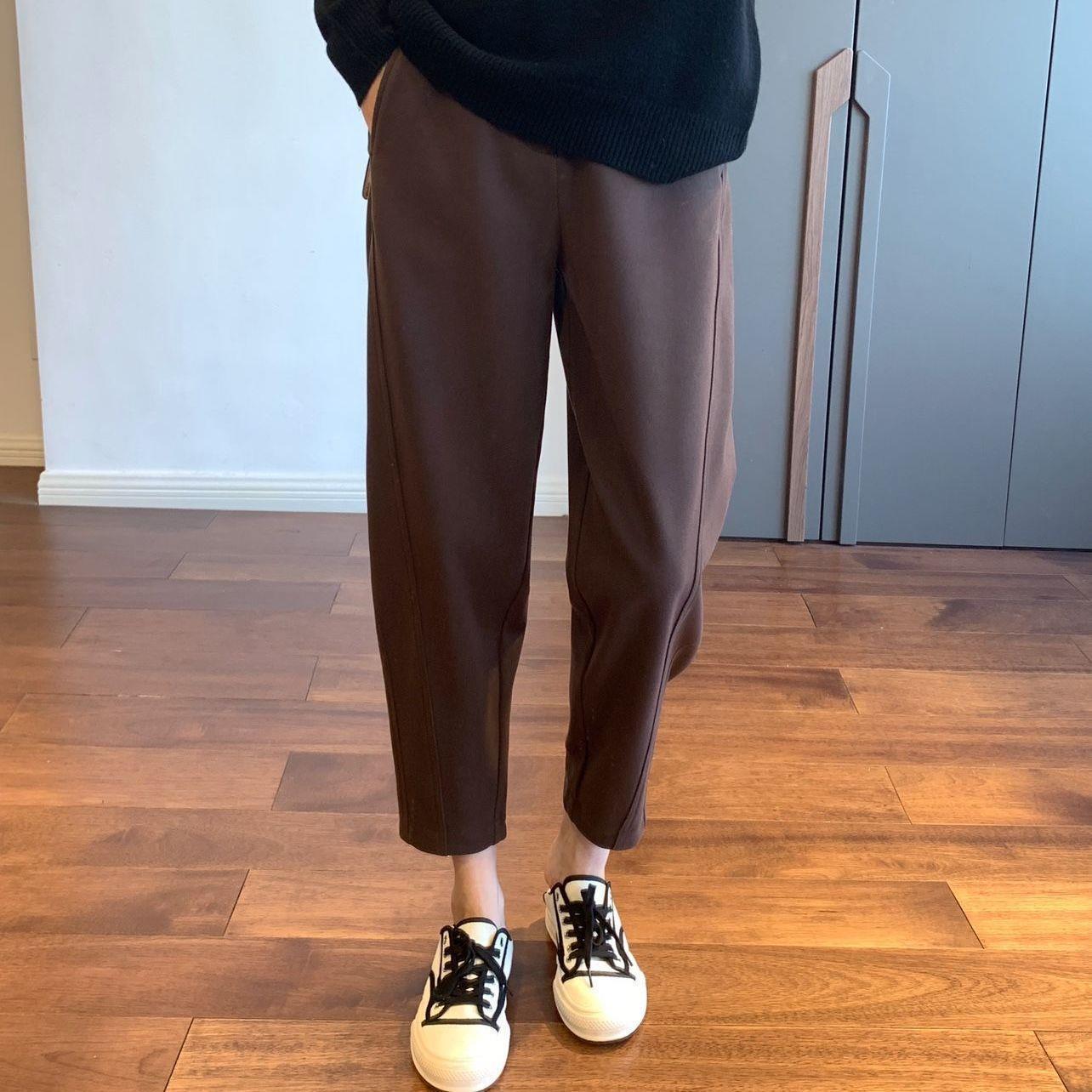 

Women s Woolen High Waist Slimming Carrot Pants with Plus Velvet - Thickened, Solid Color, Casual Style. L (100-115cm)