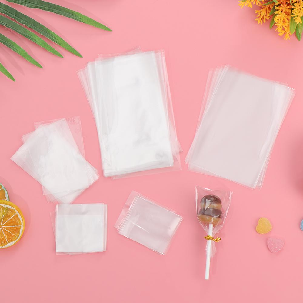 100PCS/Pack Gift Transparent Cellophane Cookie Packaging Sweets Pocket Candy Bag Lollipop Pouch