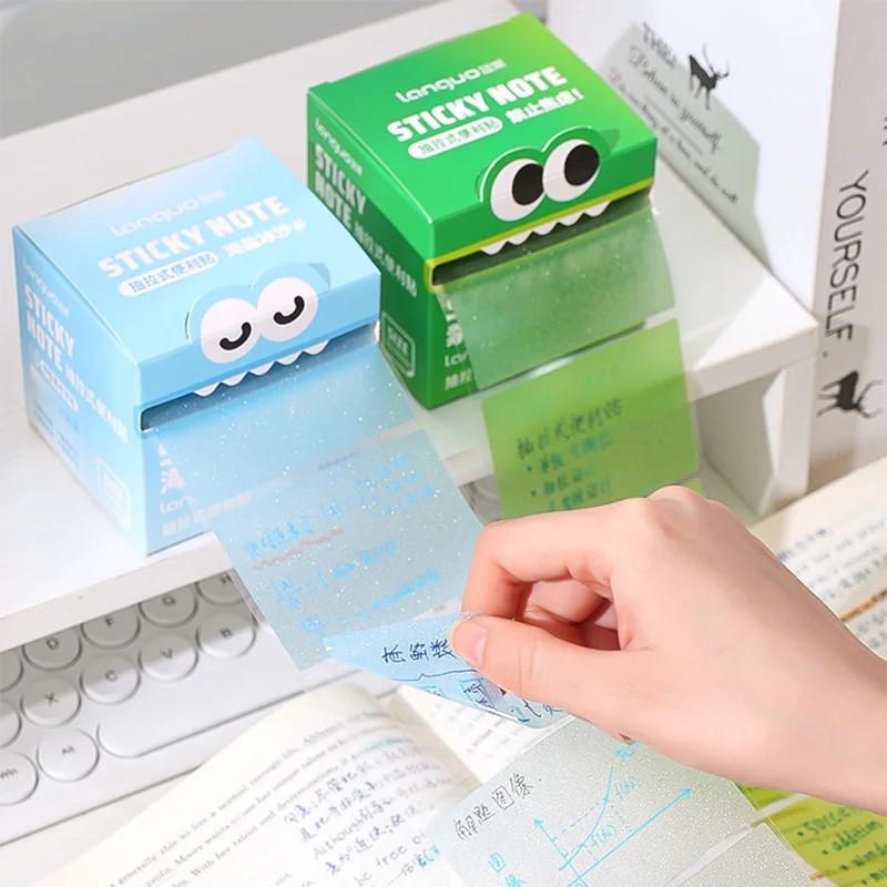 105sheets/box Transparent Kawill Pull-Out Sticky Notes Self-Adhesive Memo Pads For Office School DIY Stationery Notes