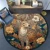 Deer in the Garden Round Area Rug,Carpet Rug for Living Room Bedroom Sofa Playroom Decor,Non-slip Floor Mat