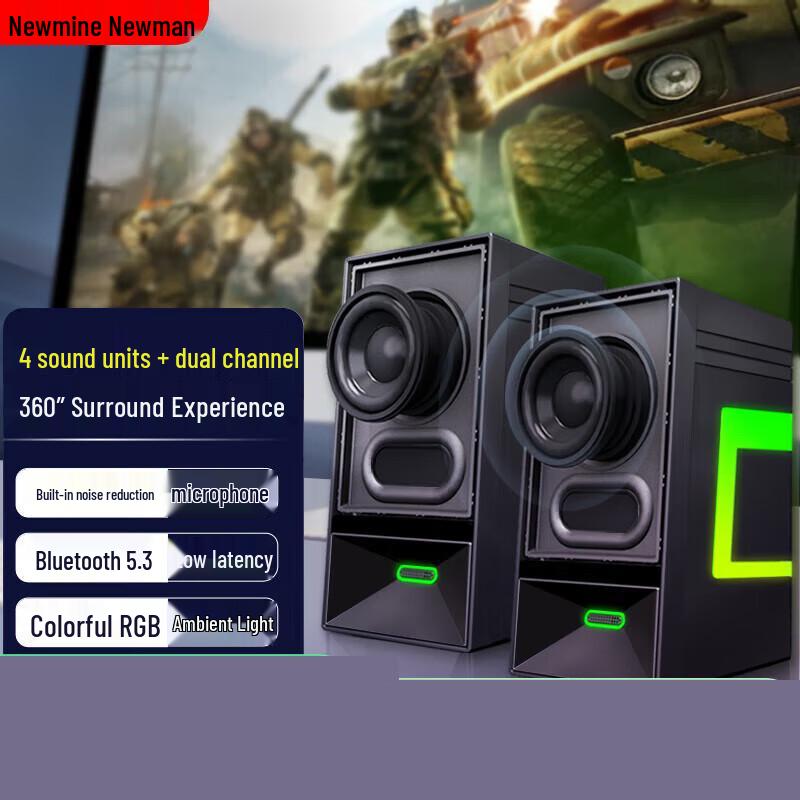 Newmine V4 Bluetooth 5.3 RGB Desktop Computer Speakers
