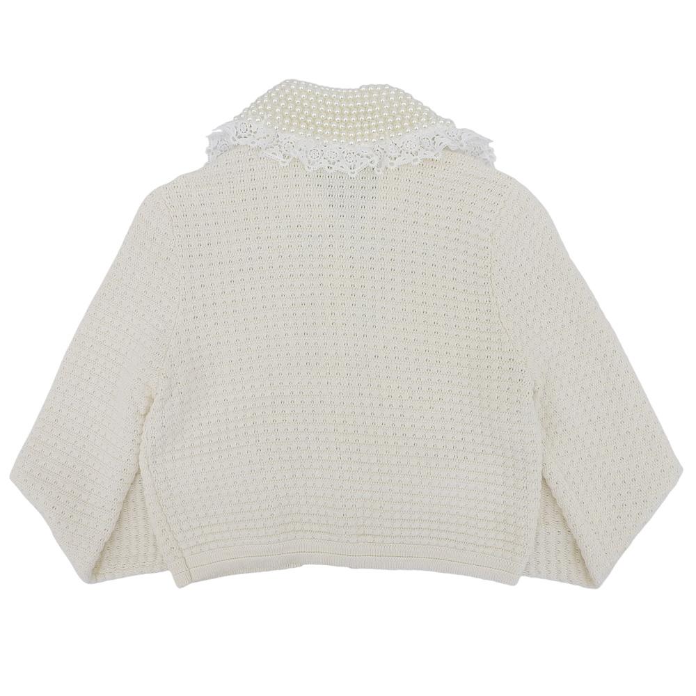 alice+olivia Pearl and Lace Knit Cardigan, Women's, White, Size XS tops XS whiteUsed