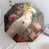 Flower Parrot  Pattern, Automatic Folding Umbrella, Portable and Foldable Design, 8 Ribs, a Christmas or Birthday Gift.