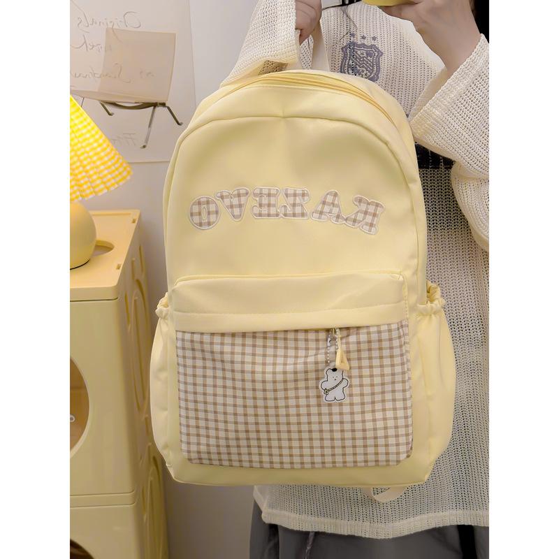 Contrasting colors cute versatile schoolbag female college student cute simple fashion backpack female junior high school student lightweight backpack