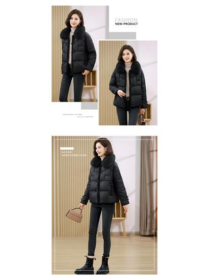 Women's Winter 2024 Plus Size Fur Collar Duck Down Coat - Fashionable, Loose, and Warm