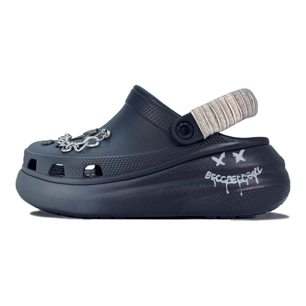 Crocs EVA Classic Crush Gothic Chants Gift Box Gothic Trend Street Graffiti Punk Fashion Hole Shoes Unisex Black