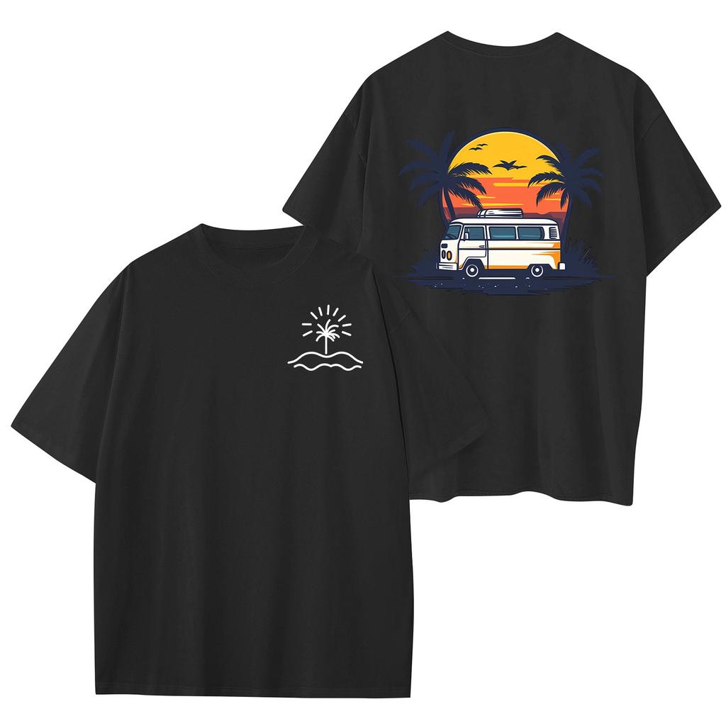 Dámské módní volné šaty s kulatým výstřihem a krátkým rukávem s havajským potiskem