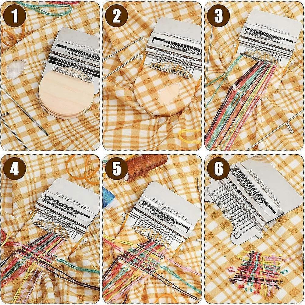 Speedweve Small Mini Darning Looms, Wooden Looms Speedweve Type Weave Tool Knit Patch Kit for DIY Crafts Mending