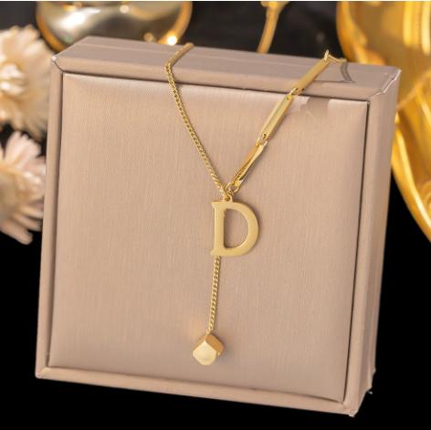 SHC43A-SHC68A Custom Fashion Pendant Necklaces Women's Jewelry Stainless Steel Chokers Pearl Chains Necklace Set for Women Girls
