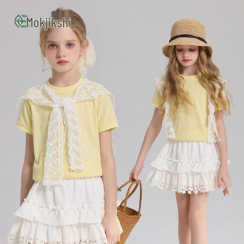 Girls  Knit T-shirt with Shawl Detail 140