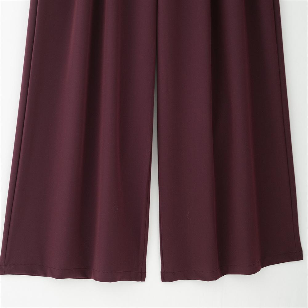 Spring 2025 Women's Wide-Leg Pleated Pants with Belt Decor