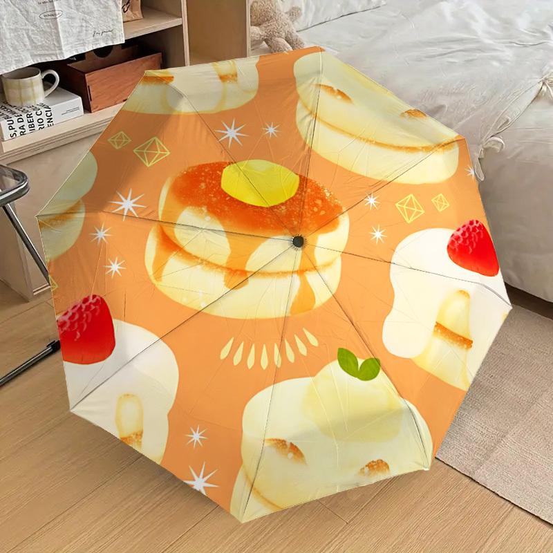 

1pc Pancake Pattern Automatic Open/Close Umbrella, 8-Rib Sturdy Frame, Umbrella for Travel, Everyday, Formal Events yy251126023